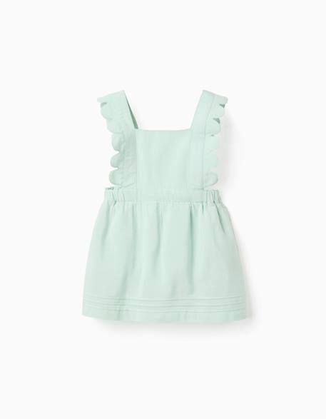 Robe salopette en coton et lin Vert clair 1 - vertbaudet enfant 
