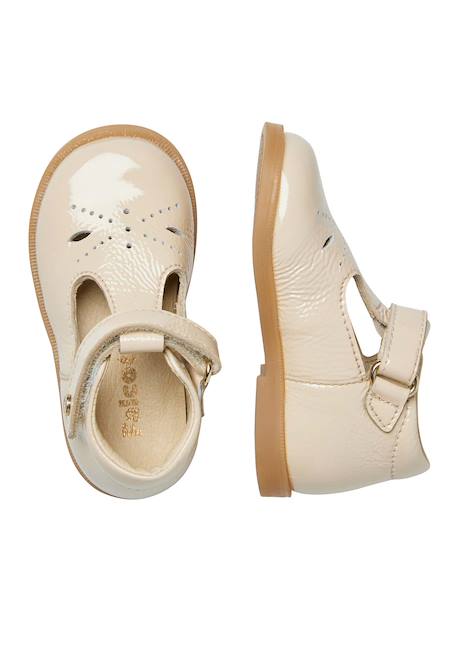 Ballerines en cuir vernis maluku Blanc crème- 4 - vertbaudet enfant 