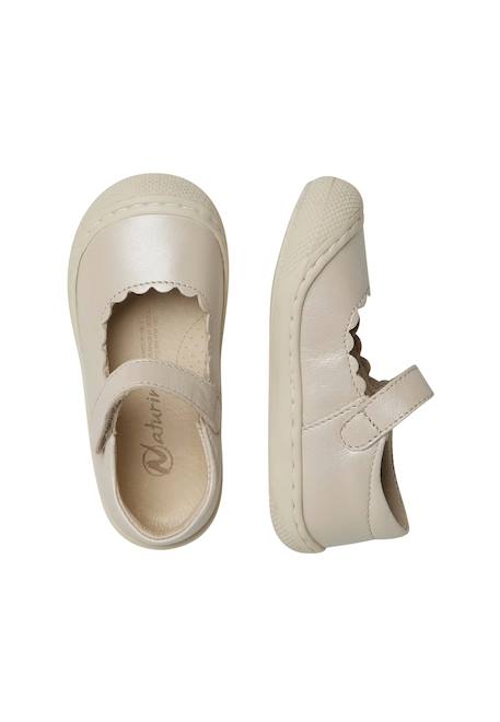 Ballerines premiers pas en cuir avec sangle dorsia Blanc crème- 4 - vertbaudet enfant 