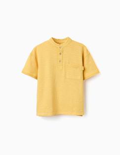 Garçon-T-shirt, polo, sous-pull-T-shirt en coton avec col mao et poche