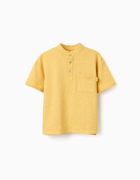 Garçon-T-shirt en coton avec col mao et poche