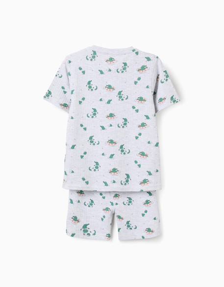 Pyjama court en coton côtelé avec motif alligator Gris clair 2 - vertbaudet enfant 