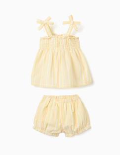 -Ensemble blouse et short en coton à rayures