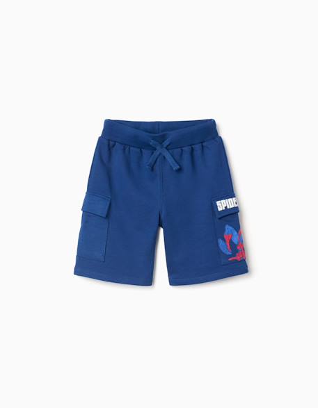Short en coton avec imprimé spider-man et poches cargo Bleu foncé 1 - vertbaudet enfant 
