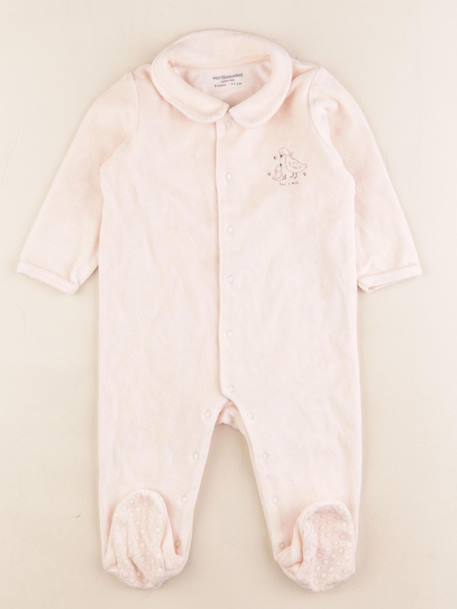 Pyjama velours - 9 mois Rose 1 - vertbaudet enfant 