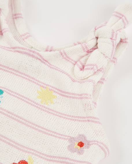 Débardeur fille en tricot avec détails brodés Rose 3 - vertbaudet enfant 