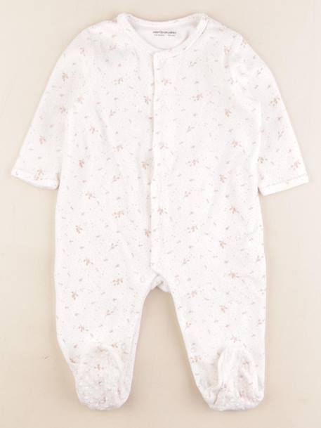 Pyjama velours - 12 mois Blanc, rose 1 - vertbaudet enfant 