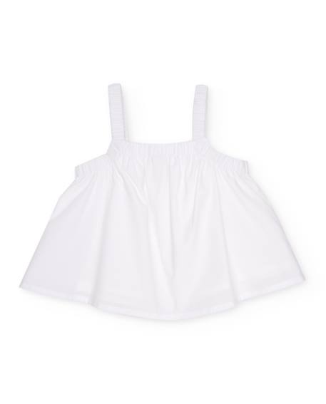 Blouse pour fille en toile avec appliqué fleur Blanc 2 - vertbaudet enfant 