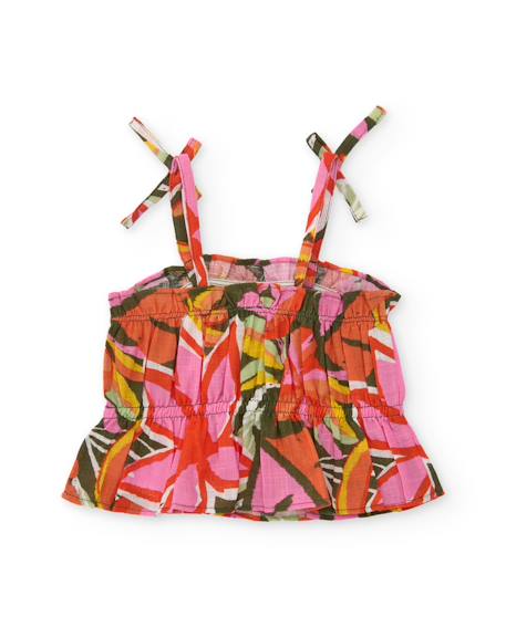 Top fille à imprimé tropical avec bretelles réglables Orange 3 - vertbaudet enfant 