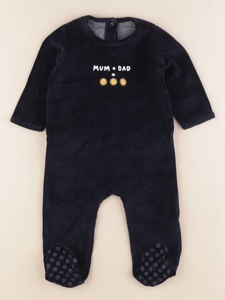 Pyjama velours - 12 mois Bleu 1 - vertbaudet enfant 