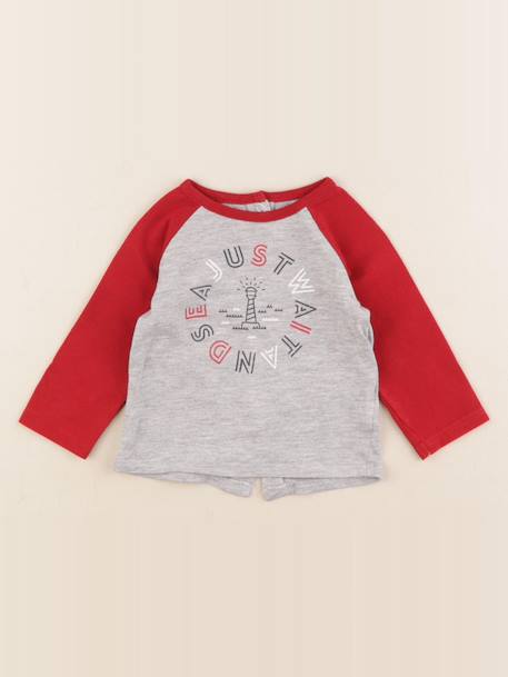Tee-shirt - 3 mois Gris, rouge 1 - vertbaudet enfant 