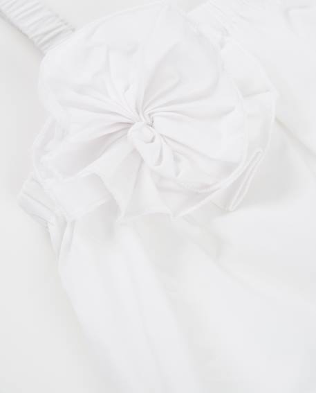 Blouse pour fille en toile avec appliqué fleur Blanc 3 - vertbaudet enfant 