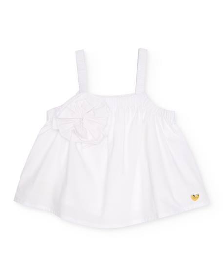 Blouse pour fille en toile avec appliqué fleur  - vertbaudet enfant