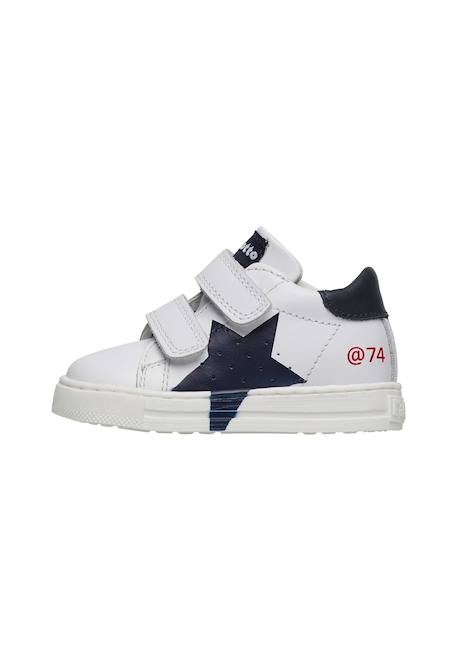Baskets en cuir avec étoile salazar 3 vl Blanc-bleu- 3 - vertbaudet enfant 