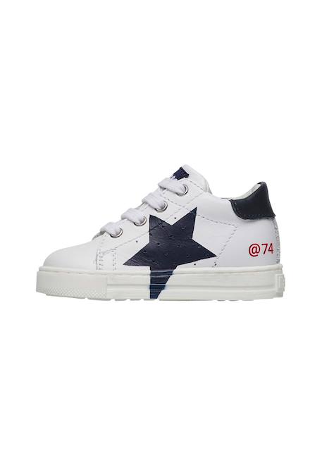 Baskets en cuir avec étoile salazar 3 Blanc-bleu- 3 - vertbaudet enfant 