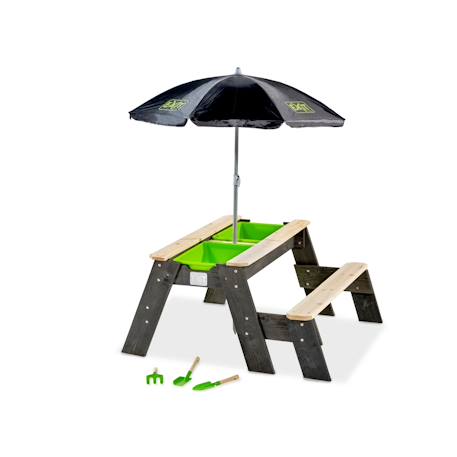 Table d'activités enfant sable et eau, et de pique-nique avec ombrelle (1 banc) Gris 1 - vertbaudet enfant 