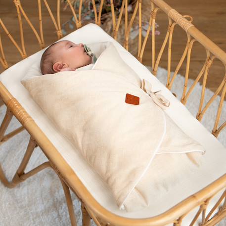 Drap housse berceau en gaze de coton jeanne Beige+Blanc+Bleu+Camel+Écru+Gris+Rose+Terracotta+Vert de gris 9 - vertbaudet enfant 