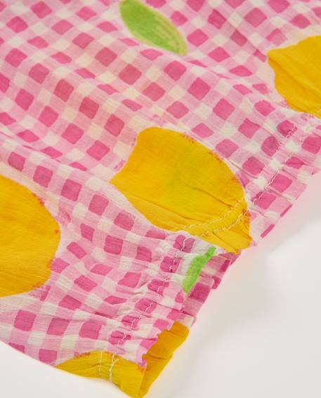 Top fille à carreaux et motif citrons avec bretelles à nœuds Rose 4 - vertbaudet enfant 