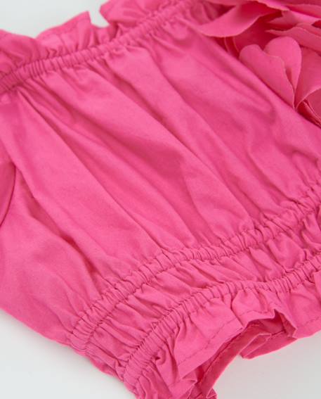 Top pour fille en toile avec application de fleurs Rose 4 - vertbaudet enfant 