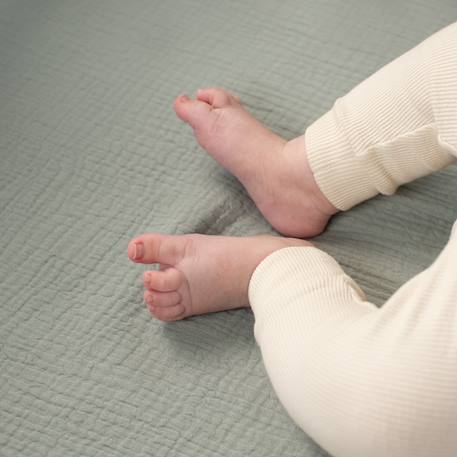 Drap housse berceau en gaze de coton jeanne Beige+Blanc+Bleu+Camel+Écru+Gris+Rose+Terracotta+Vert de gris 40 - vertbaudet enfant 