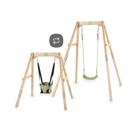 Balançoire évolutive en bois enfant avec siège bébé pour grandir et jouer en extérieur Naturel 1 - vertbaudet enfant 