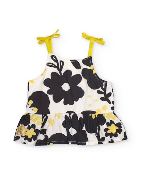 Fille-Top pour fille en tissu avec volant en bas