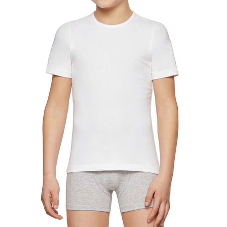 T-shirt maillot de corps garçon coton col rond confortable Blanc 4 - vertbaudet enfant 