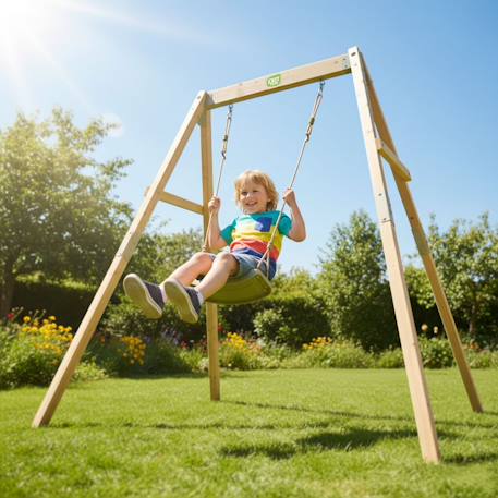 Balançoire évolutive en bois enfant avec siège bébé pour grandir et jouer en extérieur Naturel 4 - vertbaudet enfant 