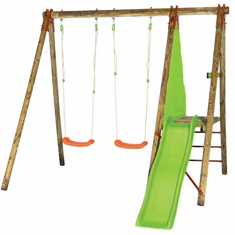 Portique balançoire dani topwood 2,30m 2 portique balançoires, 1 toboggan pour enfants Bois 2 - vertbaudet enfant 