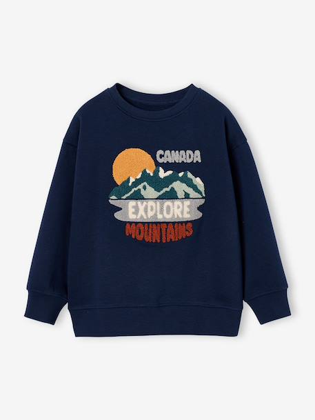 Sweat col rond garçon marine+tomette 3 - vertbaudet enfant 