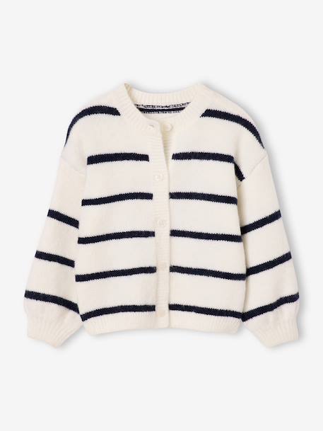Gilet fille manches longues écru+lavande+vert sauge 1 - vertbaudet enfant 