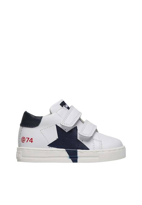 Baskets en cuir avec étoile salazar 3 vl Blanc-bleu- 1 - vertbaudet enfant 