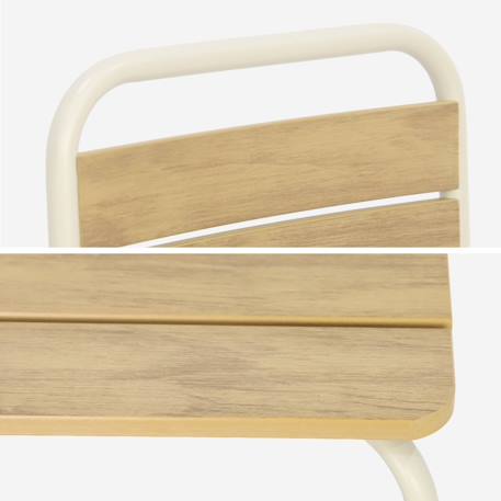Table de jardin enfant acier et décor bois + 2 assises - suzie Beige+Vert de gris 5 - vertbaudet enfant 