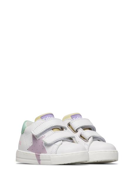 Baskets en cuir avec étoile salazar 3 vl Blanc-bleu clair-+Blanc-lilas- 7 - vertbaudet enfant 