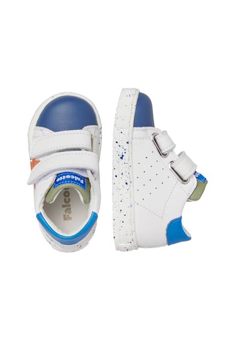 Baskets en cuir avec étoile salazar 3 vl Blanc-bleu clair-+Blanc-lilas- 4 - vertbaudet enfant 