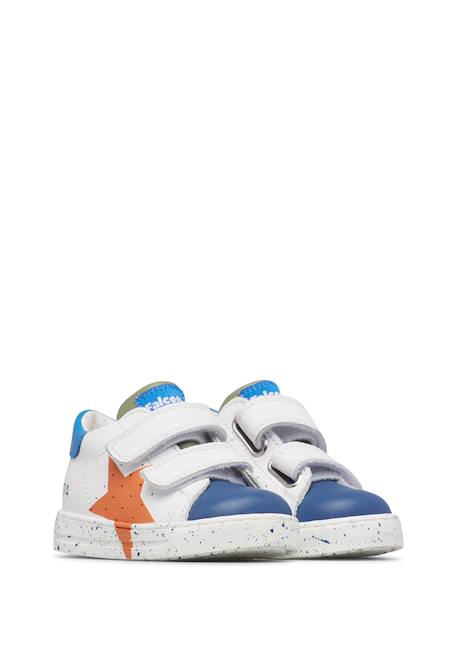 Baskets en cuir avec étoile salazar 3 vl Blanc-bleu clair-+Blanc-lilas- 2 - vertbaudet enfant 