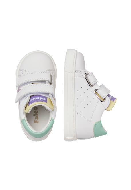 Baskets en cuir avec étoile salazar 3 vl Blanc-bleu clair-+Blanc-lilas- 9 - vertbaudet enfant 