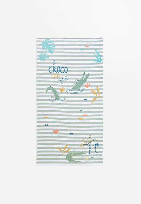 Serviette de bain bébé crocro rigolo Kaki 1 - vertbaudet enfant 