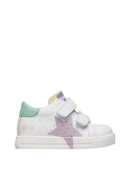 Baskets en cuir avec étoile salazar 3 vl Blanc-bleu clair-+Blanc-lilas- 6 - vertbaudet enfant 