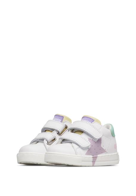 Baskets en cuir avec étoile salazar 3 vl Blanc-bleu clair-+Blanc-lilas- 10 - vertbaudet enfant 