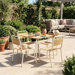 Table de jardin enfant acier et décor bois + 4 assises - suzie  - vertbaudet enfant