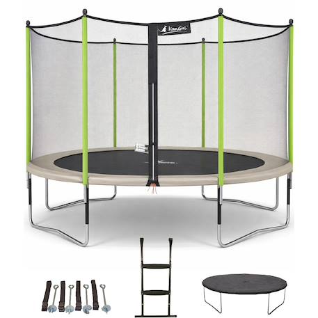 Trampoline ø 430?cm + filet + échelle + bâche + kit d'ancrage - jumpi 430 Taupe 1 - vertbaudet enfant 