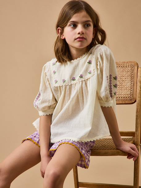 Blouse brodée  - cyrillus x emile&ida Ecru 1 - vertbaudet enfant 