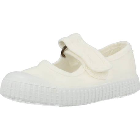 Ballerines à scratch fille Blanc+Rose framboise 4 - vertbaudet enfant 