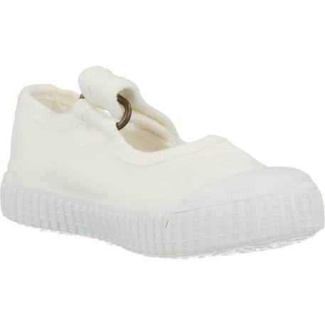 Ballerines à scratch fille Blanc+Rose framboise 5 - vertbaudet enfant 