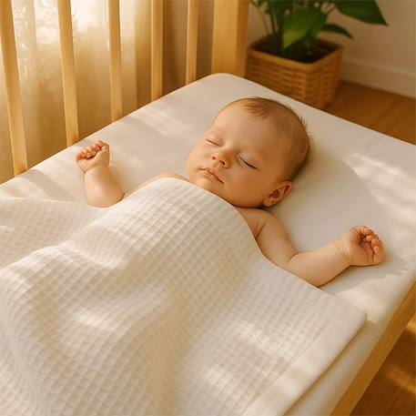 Couverture nid d'abeilles en coton bio Blanc+Fraise+Honey+Rose+Vert 5 - vertbaudet enfant 