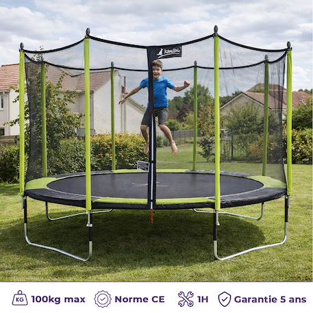 Trampoline jardin ø 430?cm + filet de sécurité - jumpi 430 - noir/vert Vert 2 - vertbaudet enfant 