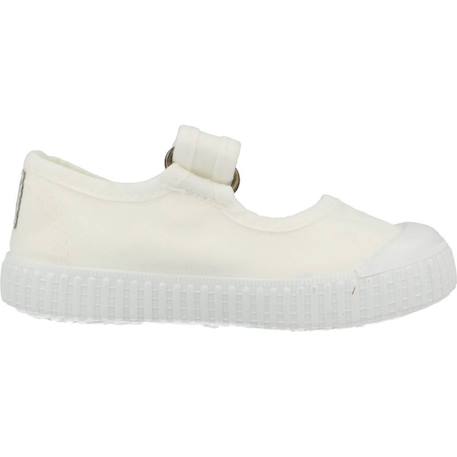 Ballerines à scratch fille Blanc+Rose framboise 1 - vertbaudet enfant 