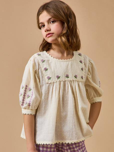 Blouse brodée  - cyrillus x emile&ida Ecru 5 - vertbaudet enfant 