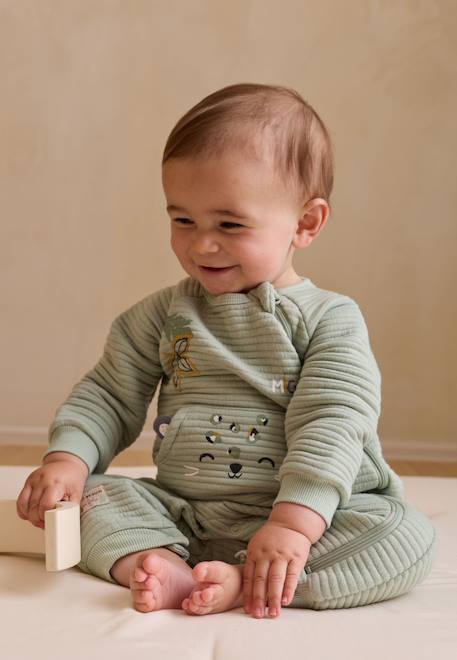 Surpyjama bébé en coton matelassé boavista Kaki 1 - vertbaudet enfant 